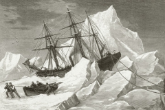 Английский военный корабль "Бесстрашный" под командованием ирландского исследователя сэра Фрэнсиса Леопольда МакКлинтока (1819 - 1907) пойман в ловушку в паковом льду в Баффиновой бухте, около 1853 года. Из эскиза командира Мая Р.Н.