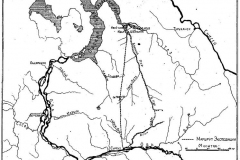 Пунктирной линией на карте показан маршрут экспедиции. Фото из журнала «Природа», 1924, №7-12.